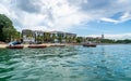 The skyline of Stone Town in Zanzibar. travel concept with turquoise indian ocean