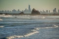 Skyline of Surfers Paradise at sunset - Skyscrapers over the water - Queensland, Australia Royalty Free Stock Photo