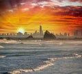 Skyline of Surfers Paradise at sunset - Skyscrapers over the water - Queensland, Australia Royalty Free Stock Photo