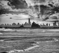 Skyline of Surfers Paradise at sunset - Skyscrapers over the water - Queensland, Australia Royalty Free Stock Photo