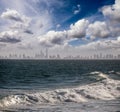 Skyline of Surfers Paradise at sunset - Skyscrapers over the water - Queensland, Australia Royalty Free Stock Photo