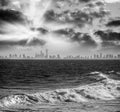 Skyline of Surfers Paradise at sunset - Skyscrapers over the water - Queensland, Australia Royalty Free Stock Photo