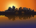 Skyline of Sydney at sunset