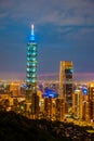 Skyline of Taipei cityscape Taipei 101 building of Taipei financial city ,Taiwan