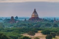 Skyline of temples in Bagan during sunrise, Myanmar. Dhammayazika Pagod Royalty Free Stock Photo