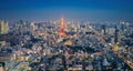 Skyline of Tokyo Cityscape with Tokyo Tower at Night, Japan Royalty Free Stock Photo