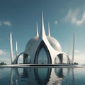 Skyline of tomorrow, captivating 3d render of a futuristic building