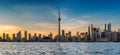 Toronto City panorama with CN Tower at sunset, Canada.