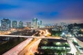Skyline and traffic on highway at night, Sao Paulo, Brazil Royalty Free Stock Photo