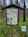 Skyline trail alaska warning of bears and dangers from past year forest fire.