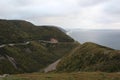 View of the highway from the skyline hiking trail on the Cabot trail highway in Cape Breton Highland National Park in Nova Scotia