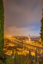 Skyline of Verona in Italy at night Royalty Free Stock Photo