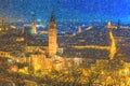 Skyline of Verona in Italy at night Royalty Free Stock Photo