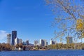 Skyline of Vienna and Donau river autumn season