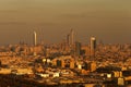 A skyline view of Abu Dhabi, UAE at dawn, with the Corniche and World Trade Centre Royalty Free Stock Photo