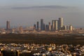 A skyline view of Abu Dhabi, UAE at dusk, looking towards Reem Island