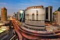 A skyline view of Doha City Center at dusk Royalty Free Stock Photo