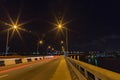 Skyline view of Lekki as seen from Ikoyi suspension bridge Lagos Nigeria at night. Royalty Free Stock Photo