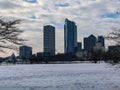 Skyline view of Milwaukee, Wisconsin during winter Royalty Free Stock Photo