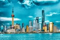 Skyline view on Pudong New Area, Shanghai Royalty Free Stock Photo