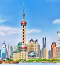 Skyline view on Pudong New Area, Shanghai. Royalty Free Stock Photo