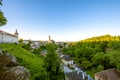 Skyline view of St. Jacob church, jesuite college, vineyard in Kutna Hora city. Royalty Free Stock Photo