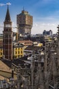 Skyline view at Torre Velasca in Milan, Italy