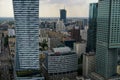 Skyline of Warsaw with business buildings and skyscrapers seen f