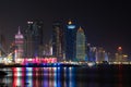 Doha, Qatar - December 2, 2022: Skyline of West Bay and Doha City Center, Qatar at night. Royalty Free Stock Photo