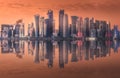 The skyline of West Bay and Doha City Center, Qatar Royalty Free Stock Photo