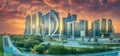 Skyline of West Bay and Doha City Center, Qatar Royalty Free Stock Photo