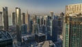 Skyline of West Bay and Doha City Center during sunrise timelapse, Qatar