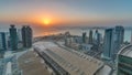 The skyline of West Bay and Doha City Center during sunrise timelapse, Qatar