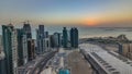 The skyline of West Bay and Doha City Center during sunrise timelapse, Qatar Royalty Free Stock Photo