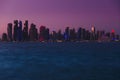 Skyline of West Bay skyscrapers, taken from the Dhow Harbour. Doha, Qatar. Royalty Free Stock Photo