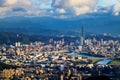 Skyline of Xinyi District in downtown Taipei, Taiwan