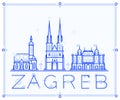 Skyline Zagreb, Croatia vector city buildings line