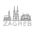 Skyline Zagreb, Croatia vector city buildings line