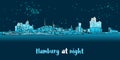 Skylinie Hamburg Port Panorama at night Royalty Free Stock Photo