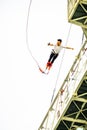 Bungee jump off the 47 meter high Skypark Sentosa Bungy tower in Singapore.