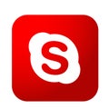 Skype logo icon in red vector element on white background