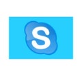 Skype logotype on white background. Skype is a telecommunications application software developed by Microsoft. Skype app . Kharkiv