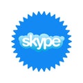 Skype logotype on white background. Skype is a telecommunications application software developed by Microsoft. Skype app . Kharkiv