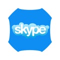 Skype logotype on white background. Skype is a telecommunications application software developed by Microsoft. Skype app . Kharkiv