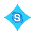 Skype logotype on white background. Skype is a telecommunications application software developed by Microsoft. Skype app . Kharkiv