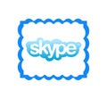 Skype logotype on white background. Skype is a telecommunications application software developed by Microsoft. Skype app . Kharkiv