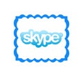 Skype logotype on white background. Skype is a telecommunications application software developed by Microsoft. Skype app . Kharkiv