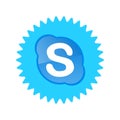 Skype logotype on white background. Skype is a telecommunications application software developed by Microsoft. Skype app . Kharkiv