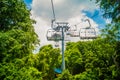 Skyride in Sentosa Island, Singapore with forest under the blue sky Royalty Free Stock Photo