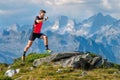 A skyrunner athlete man trains in the high mountains Royalty Free Stock Photo